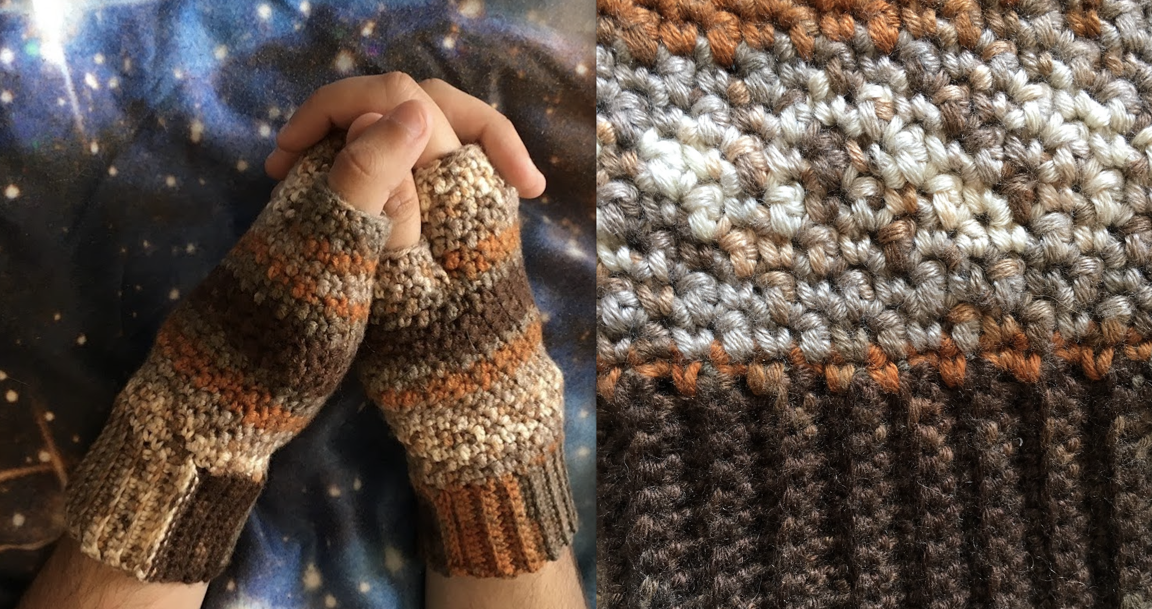 Crochet Tri Alpine Fingerless Mittens 